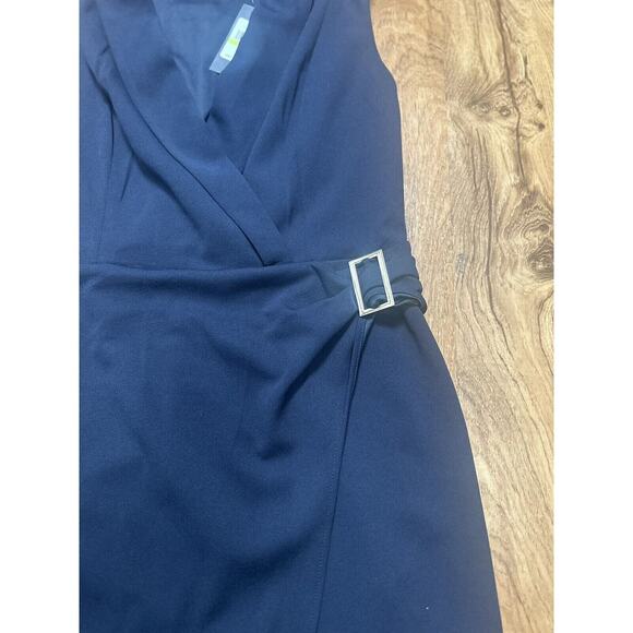 Tommy Hilfiger Women's Navy Blue Collared V-neck Zipper Midi Dress Size 4 NWT - Picture 3 of 5